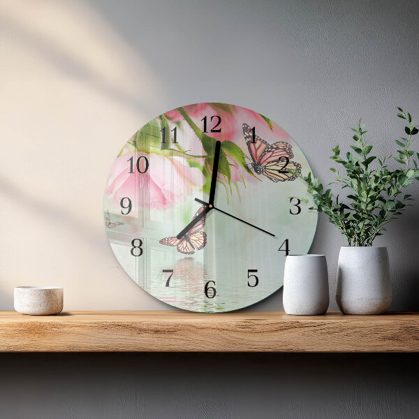 Reloj de pared redondo mariposas