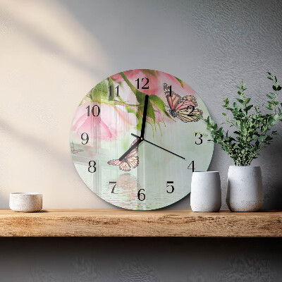 Reloj de pared redondo mariposas