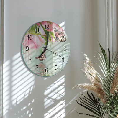 Reloj de pared redondo mariposas