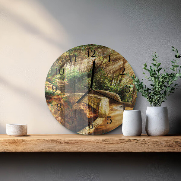Reloj de pared redondo Puente del bosque