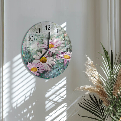 Reloj de pared redondo Flores