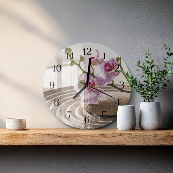 Reloj de pared redondo Orquídea de arena