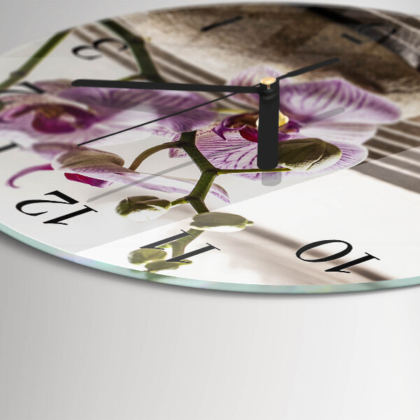 Reloj de pared redondo Orquídea de arena