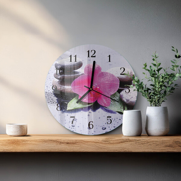 Reloj de pared redondo Orquídea