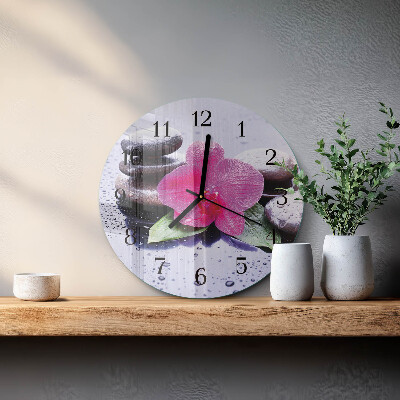 Reloj de pared redondo Orquídea