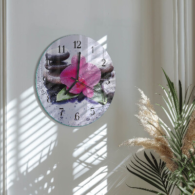 Reloj de pared redondo Orquídea