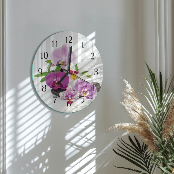 Reloj de pared redondo Orquídea