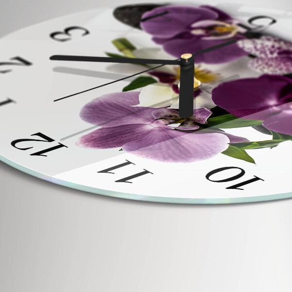 Reloj de pared redondo Orquídea
