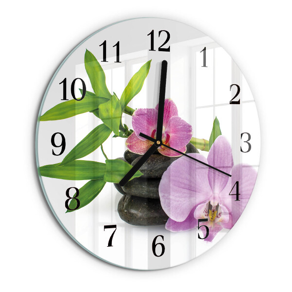 Reloj de pared redondo Orquídea