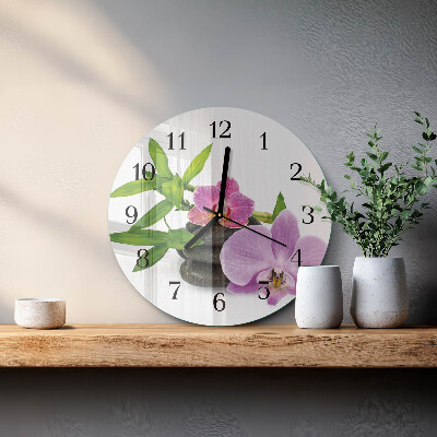 Reloj de pared redondo Orquídea