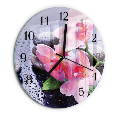 Reloj de pared redondo Orquídea