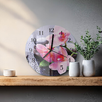 Reloj de pared redondo Orquídea