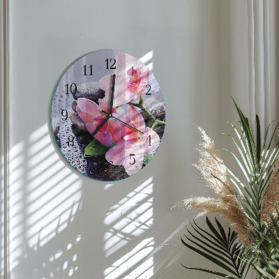 Reloj de pared redondo Orquídea