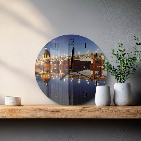 Reloj de pared redondo Puente sobre el río