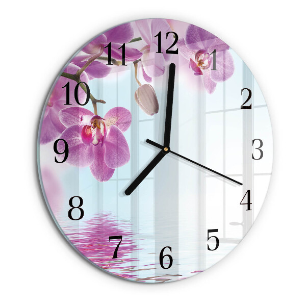 Reloj de pared redondo Orquídea