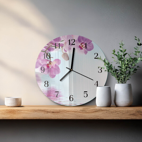 Reloj de pared redondo Orquídea