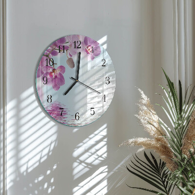Reloj de pared redondo Orquídea