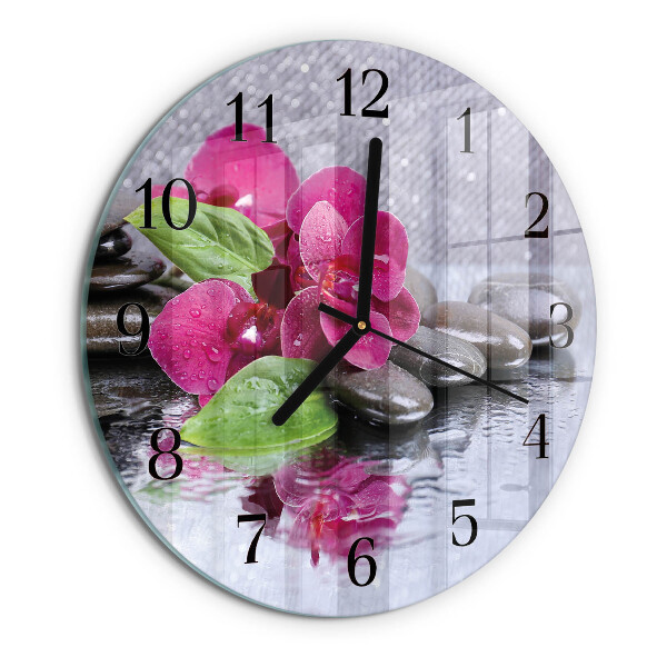 Reloj de pared redondo Orquídea