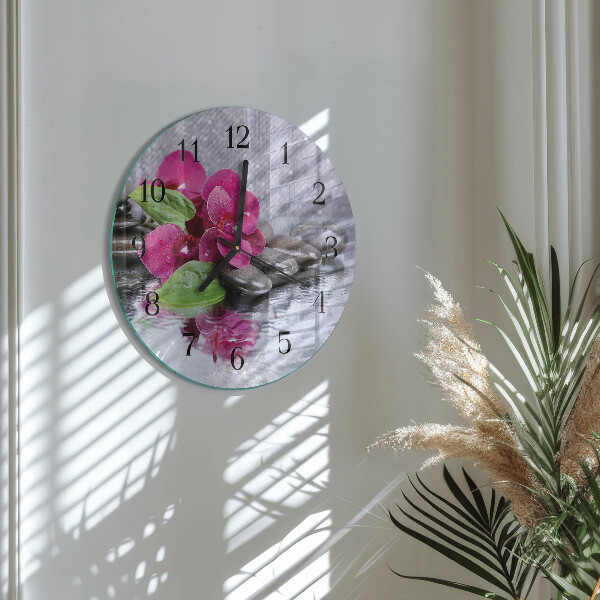 Reloj de pared redondo Orquídea