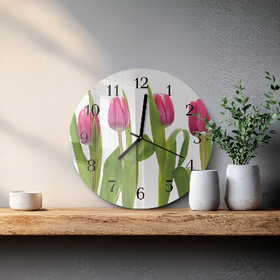 Reloj de pared redondo tulipanes