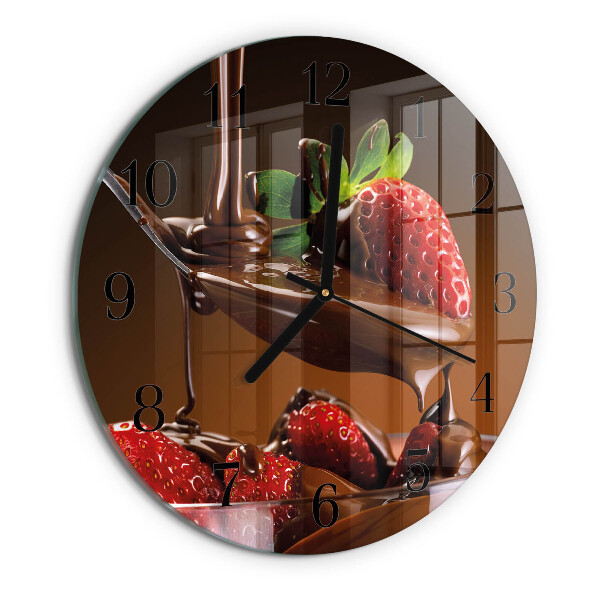Reloj de pared redondo Fresas con chocolate