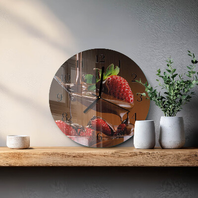 Reloj de pared redondo Fresas con chocolate