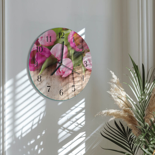 Reloj de pared redondo tulipanes
