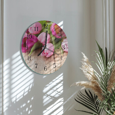Reloj de pared redondo tulipanes