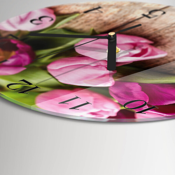 Reloj de pared redondo tulipanes