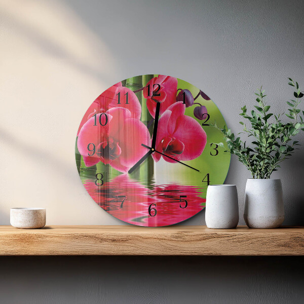 Reloj de pared redondo Orquídea