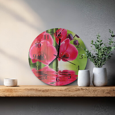 Reloj de pared redondo Orquídea