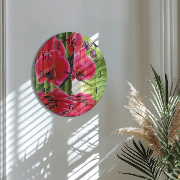 Reloj de pared redondo Orquídea