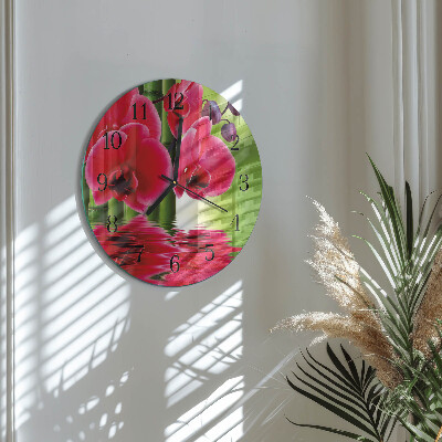 Reloj de pared redondo Orquídea