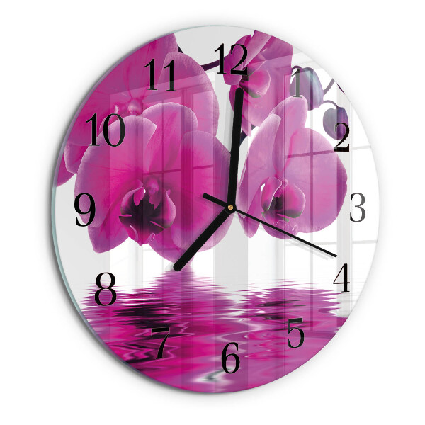Reloj de pared redondo Orquídea