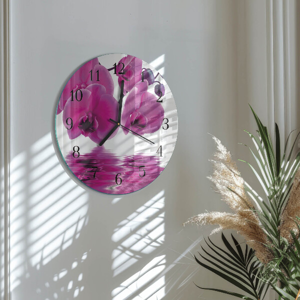 Reloj de pared redondo Orquídea