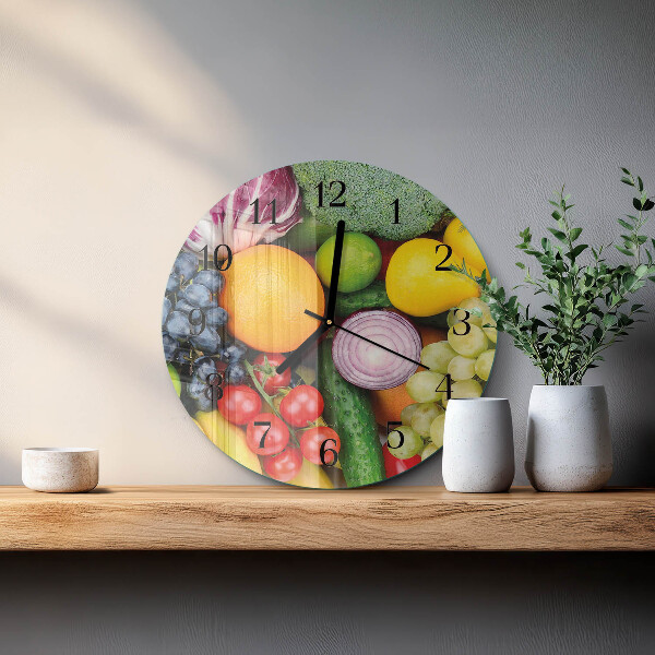 Reloj de pared redondo Frutas y verduras