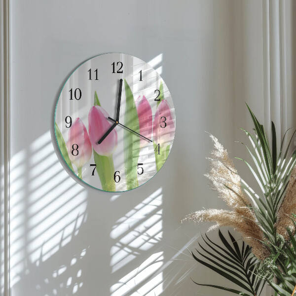 Reloj de pared redondo tulipanes
