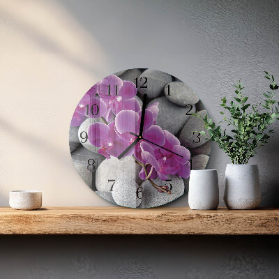 Reloj de pared redondo Piedras de orquídeas
