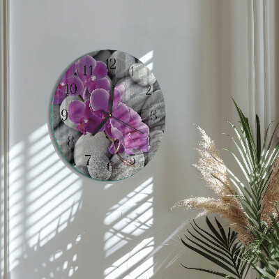 Reloj de pared redondo Piedras de orquídeas