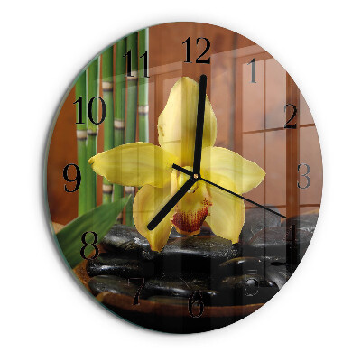 Reloj de pared redondo Orquídea de bambú