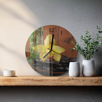 Reloj de pared redondo Orquídea de bambú