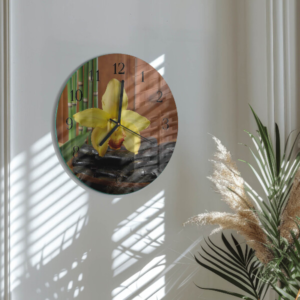 Reloj de pared redondo Orquídea de bambú
