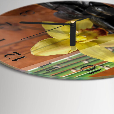 Reloj de pared redondo Orquídea de bambú