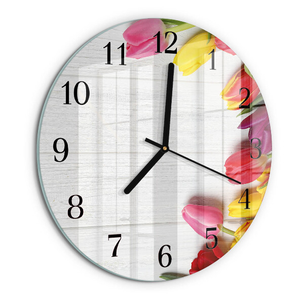 Reloj de pared redondo tulipanes
