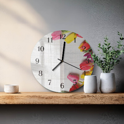 Reloj de pared redondo tulipanes