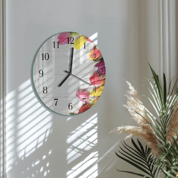 Reloj de pared redondo tulipanes