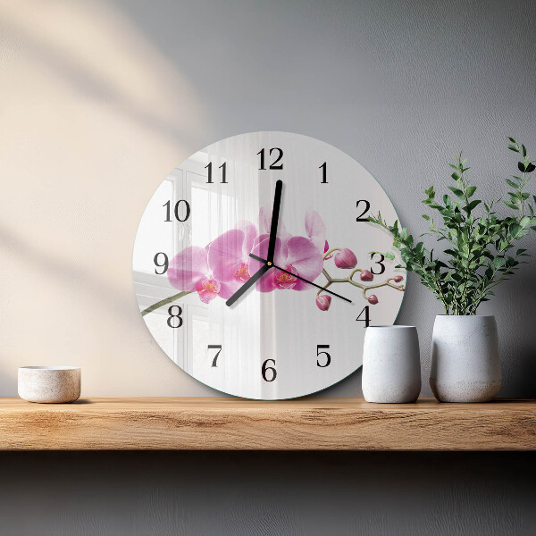 Reloj de pared redondo Orquídea