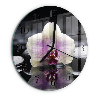 Reloj de pared redondo Orquídea
