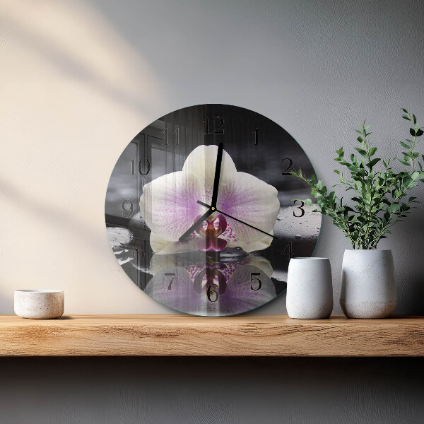 Reloj de pared redondo Orquídea