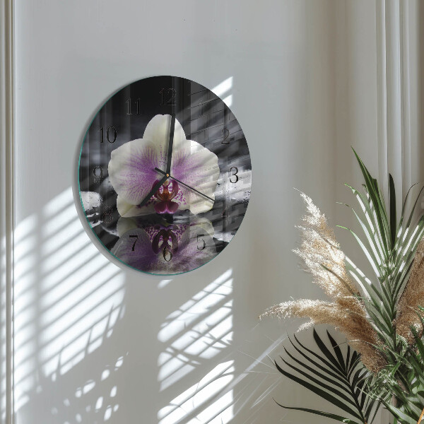 Reloj de pared redondo Orquídea